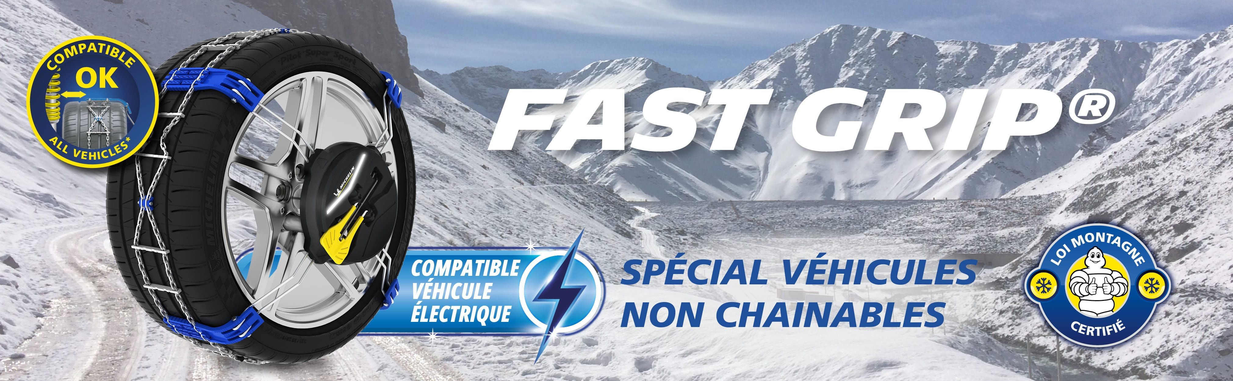 Chaines neige Fast Grip michelin montage frontal automatique 235/60R18  255/50R19 255/55R18 285/40R20 